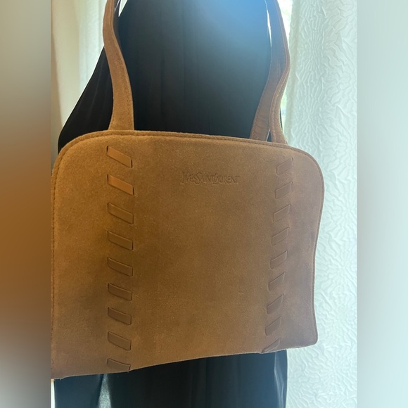 YSL Yves Saint Laurent Authentic Rare Suede Shoulder Bag Tan Unique - Picture 17 of 17